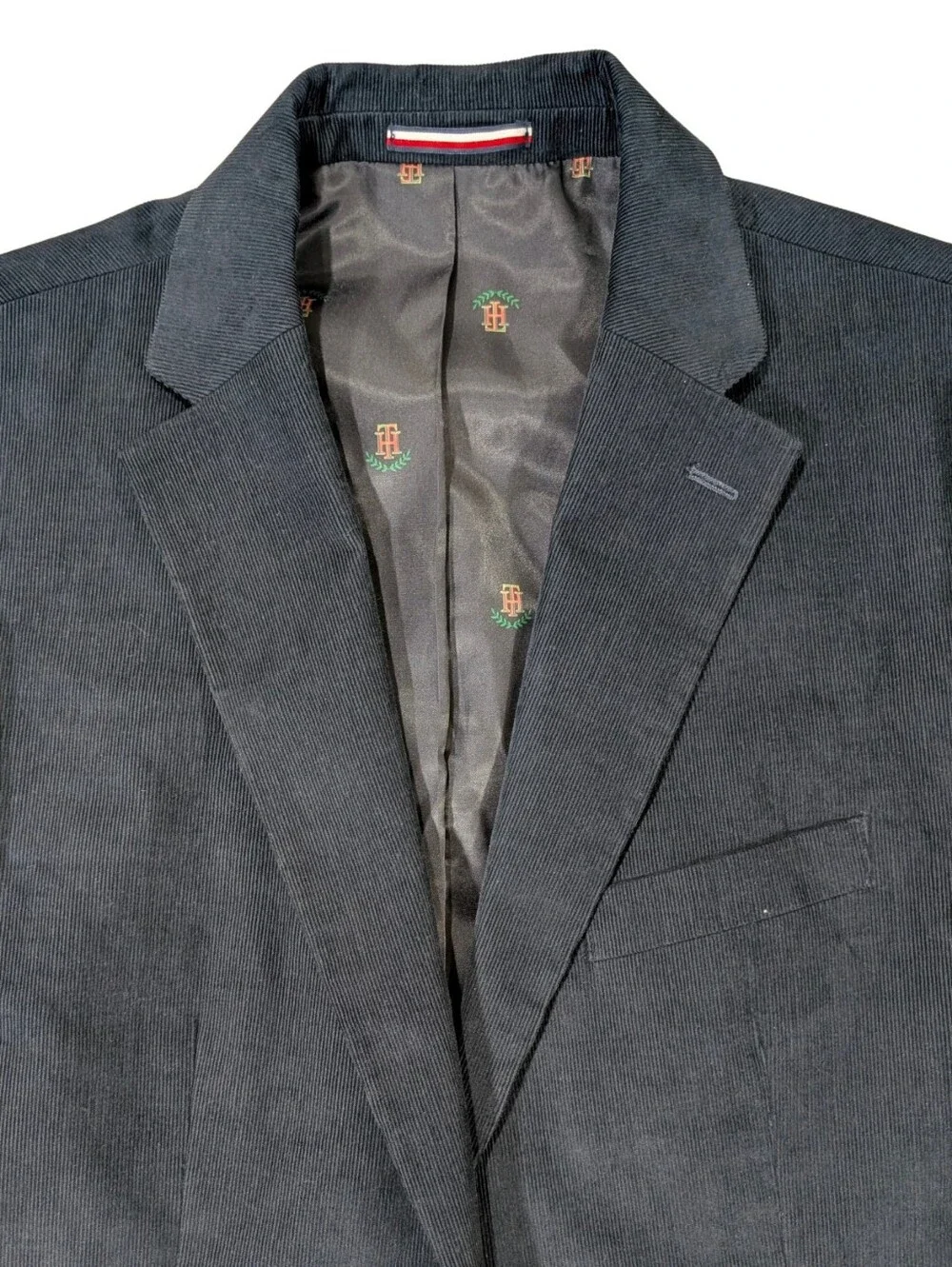Tommy Hilfiger Corduroy Blazer Jacket Mens 42S Navy Blue Stretch